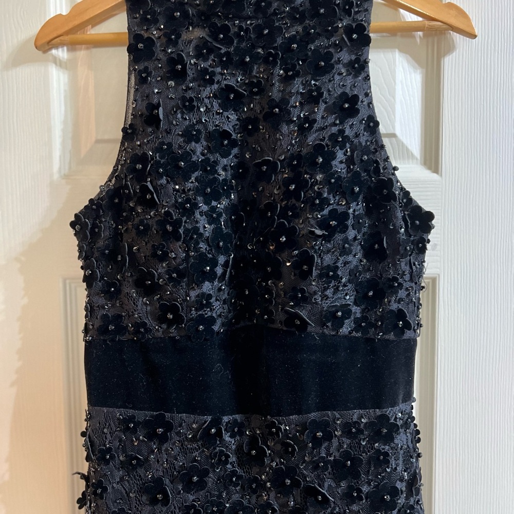 MacDuggal black full length formal gown.